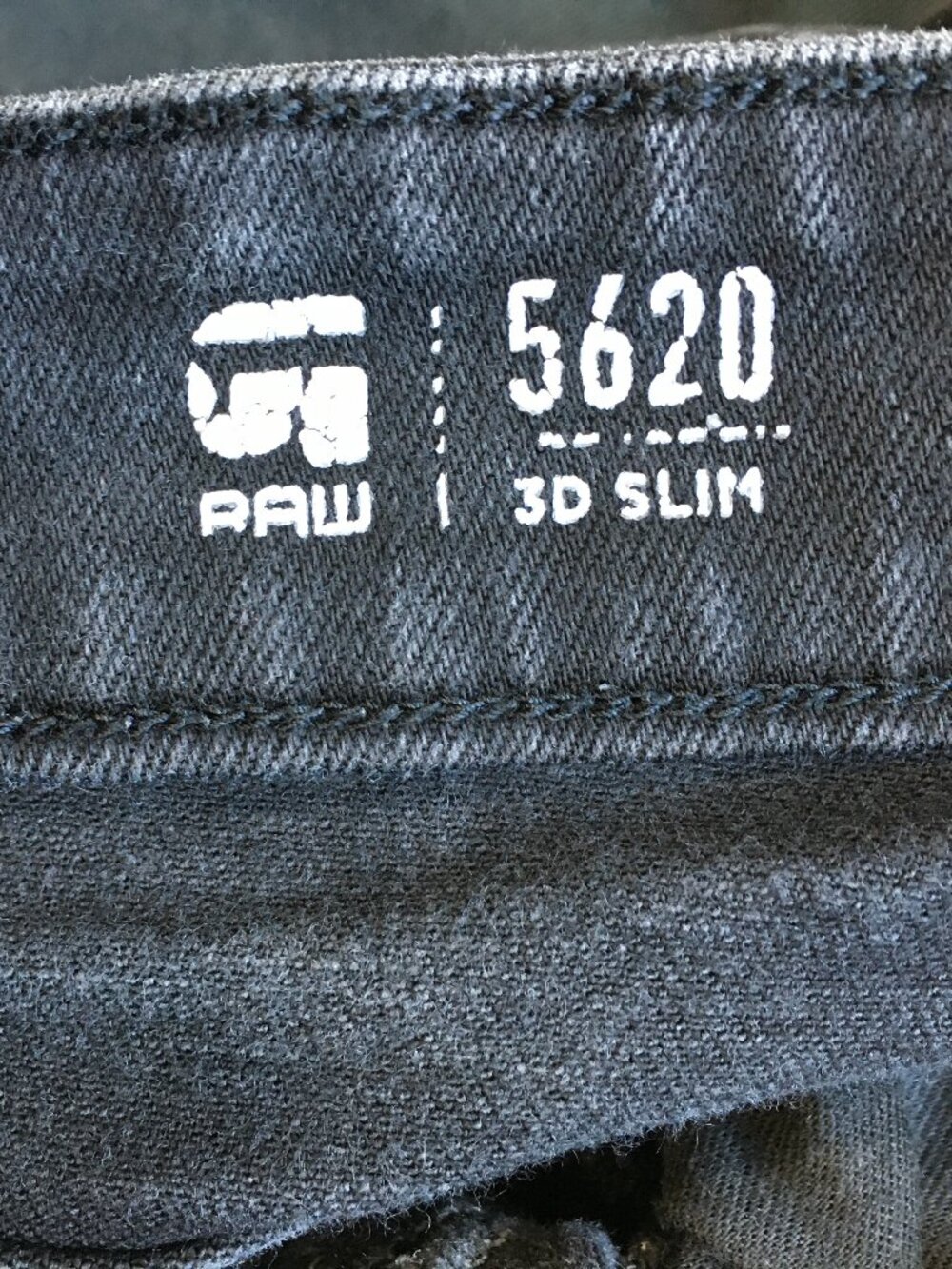 G STAR RAW 5620 3D Slim Black Wash 5 Pocket Logo Hardware Button Fly Denim Jeans - Picture 2 of 16
